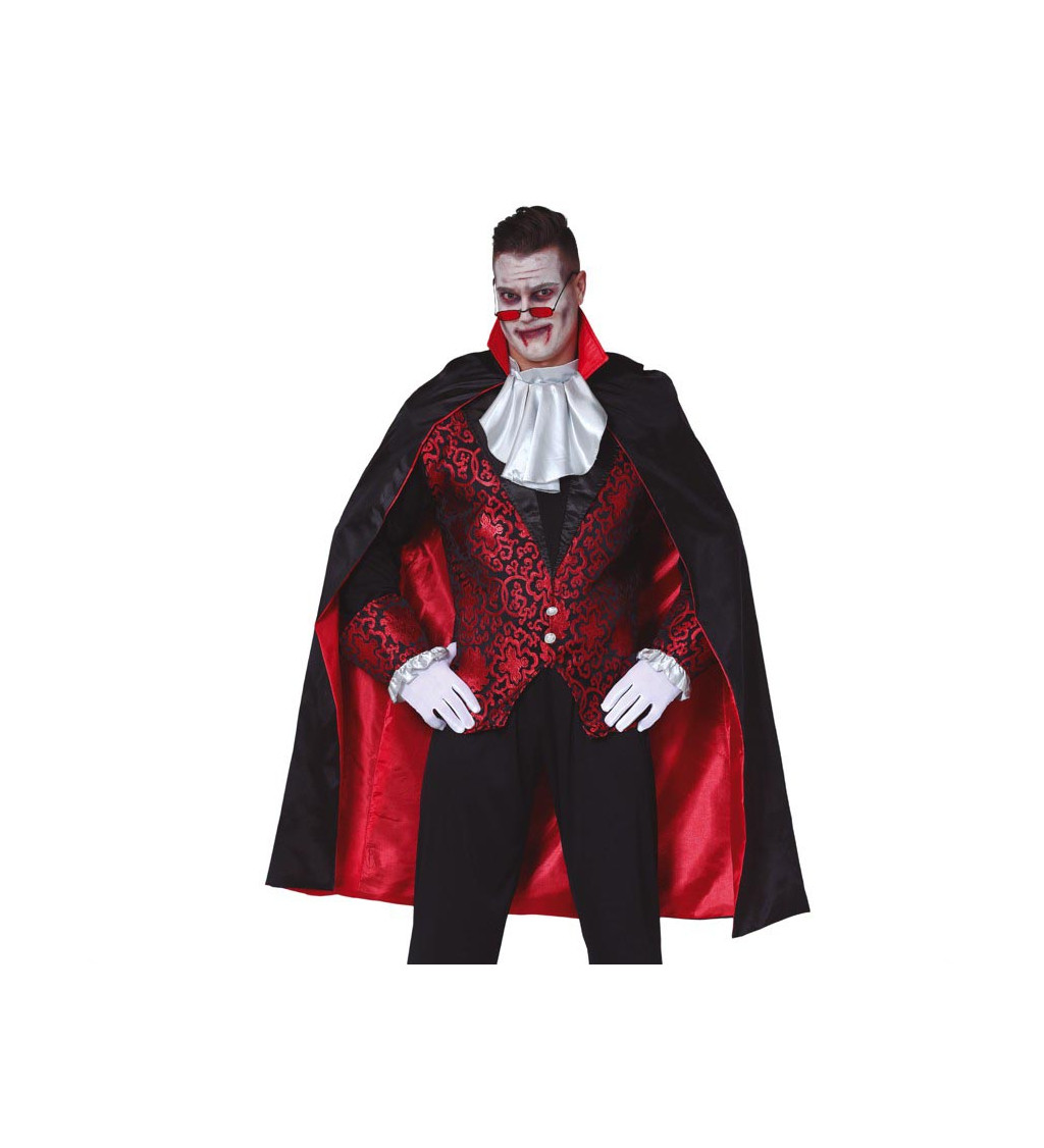 Plášť černý s červenou podšívkou