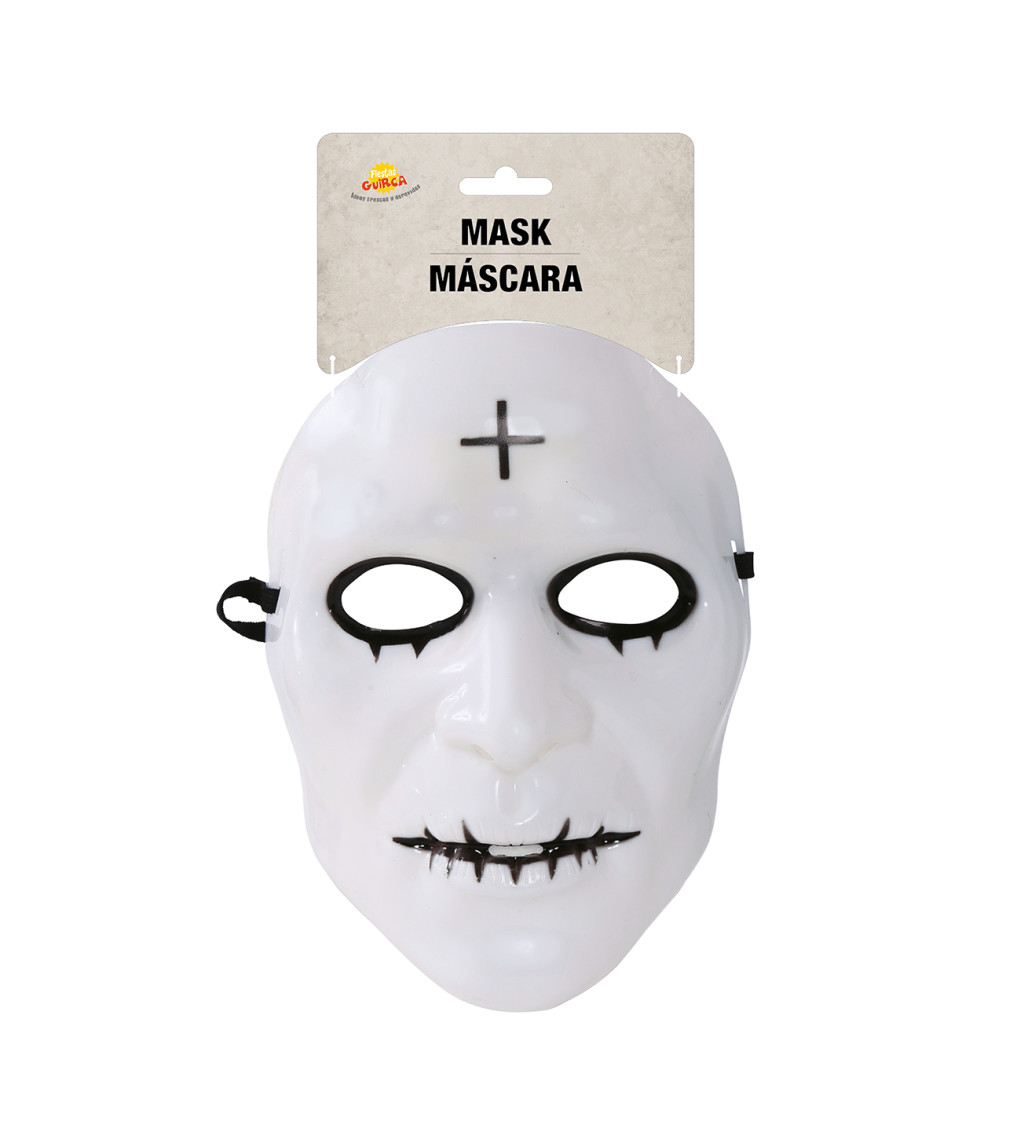 Bílá maska s černým křížem