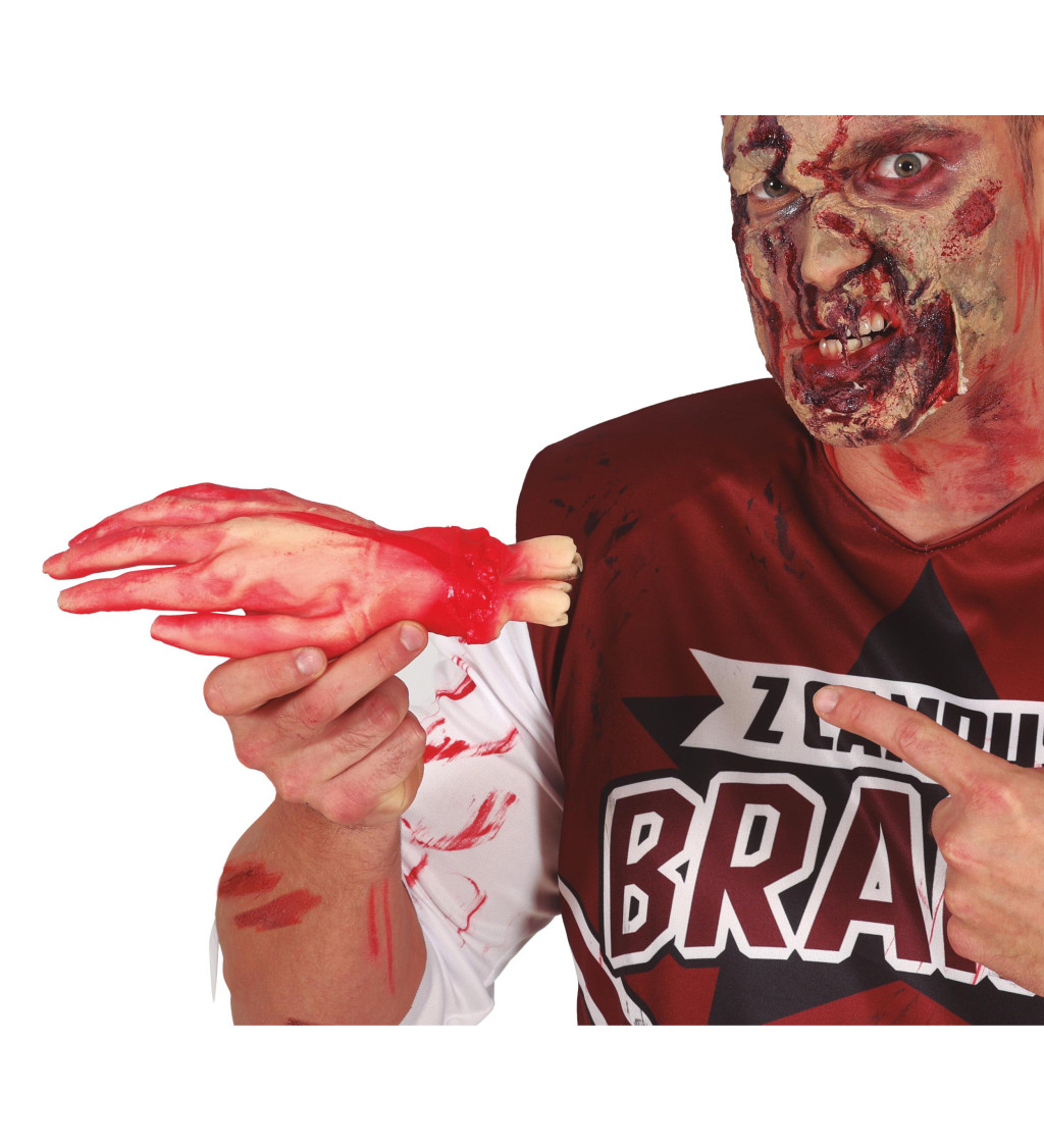 Latexová ruka pokrytá krví