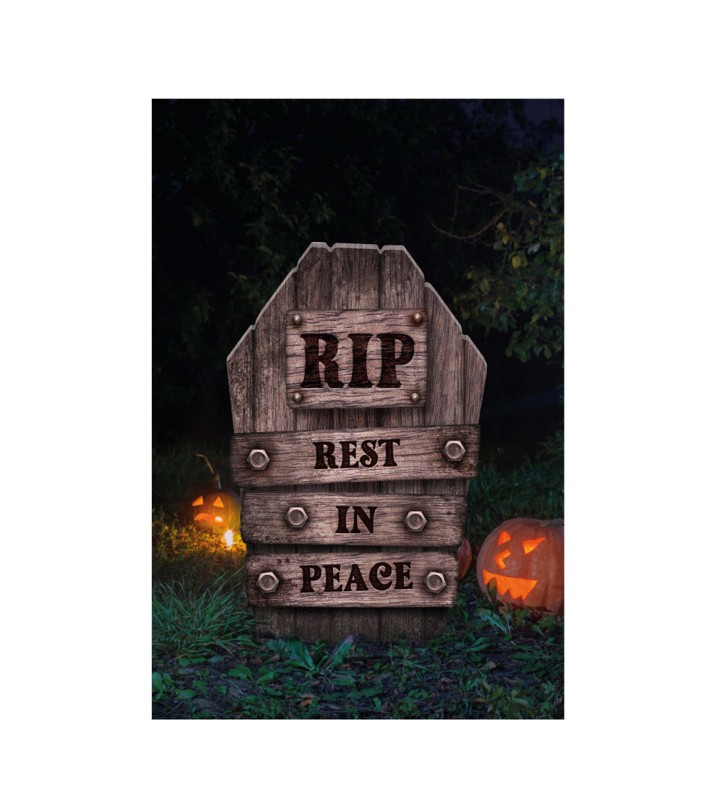 Dekorativní náhrobek s nápisem RIP