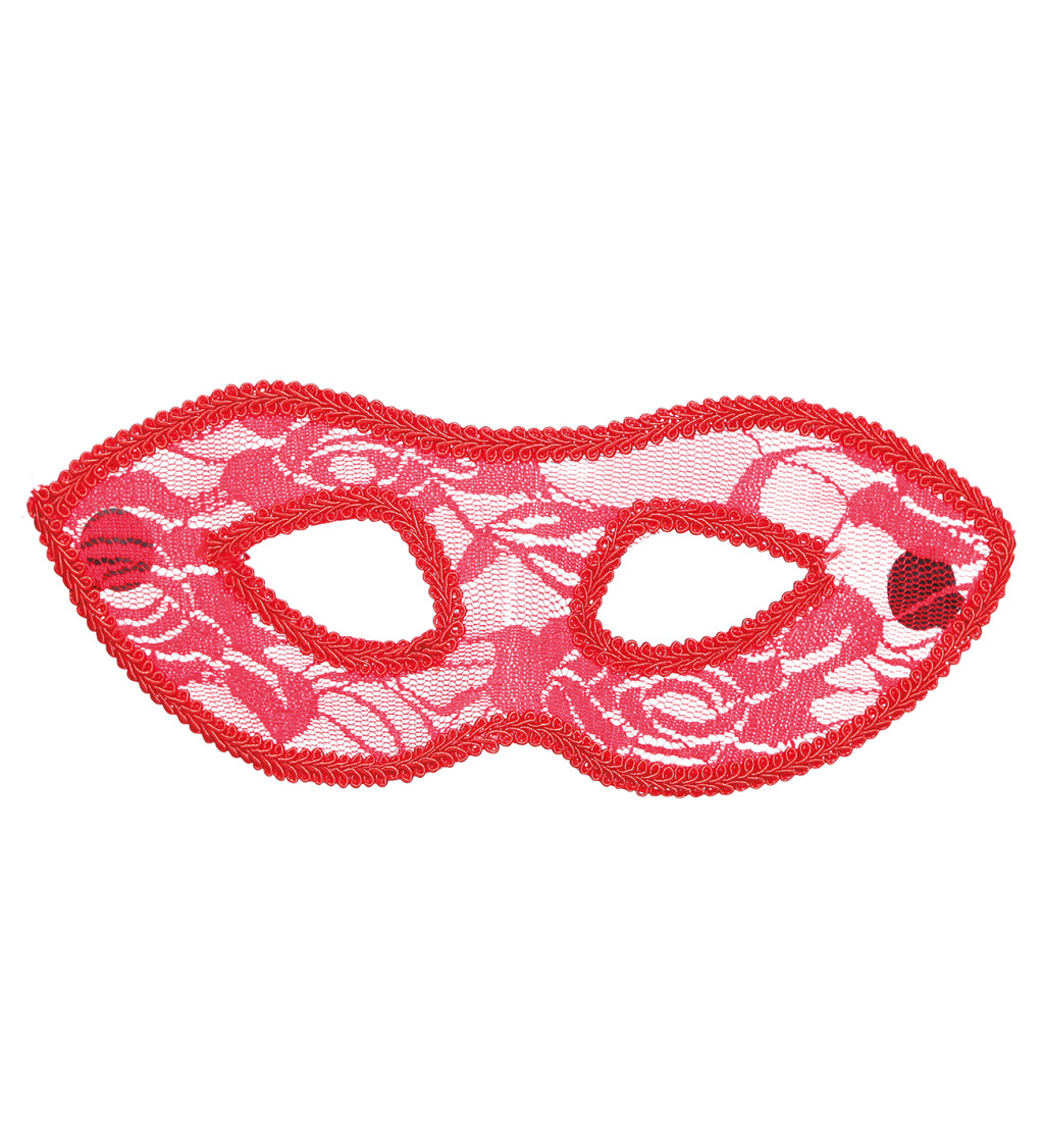 Červená krajková maska