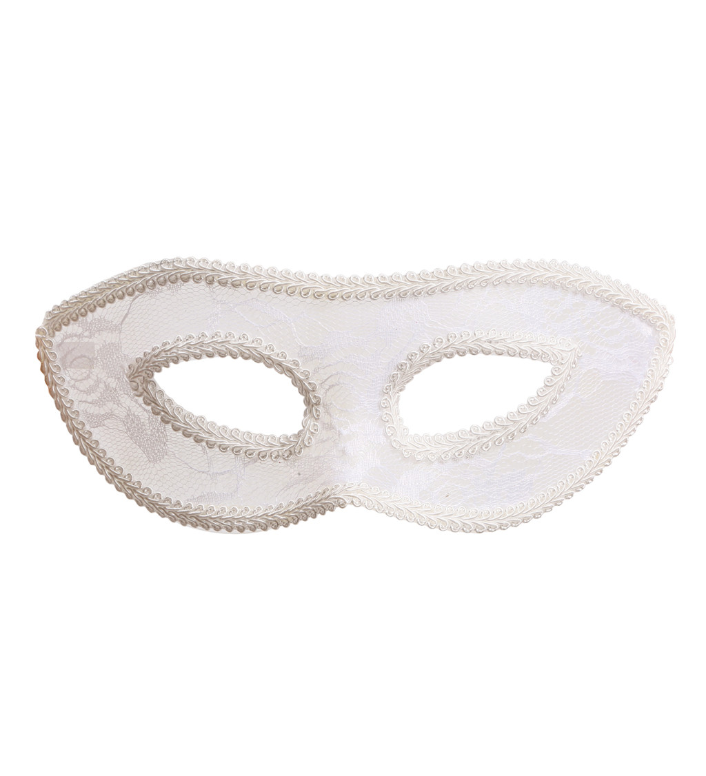 Škraboška – bílá krajka