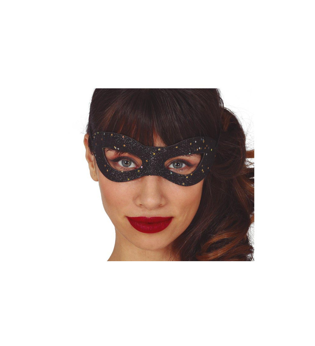 Škraboška – černá s třpytkami