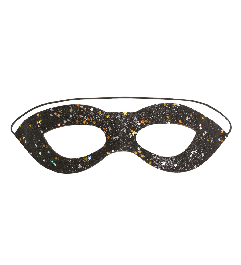 Škraboška – černá s třpytkami