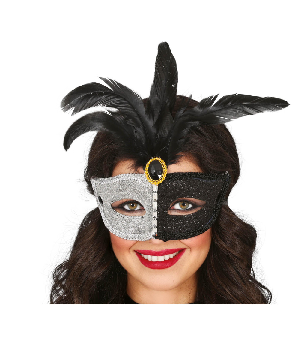 Škraboška – černobílá