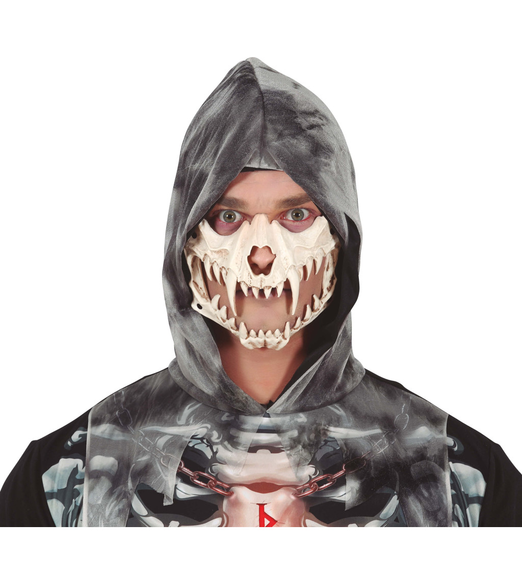 Strašidelná půlmaska lebky s tesáky