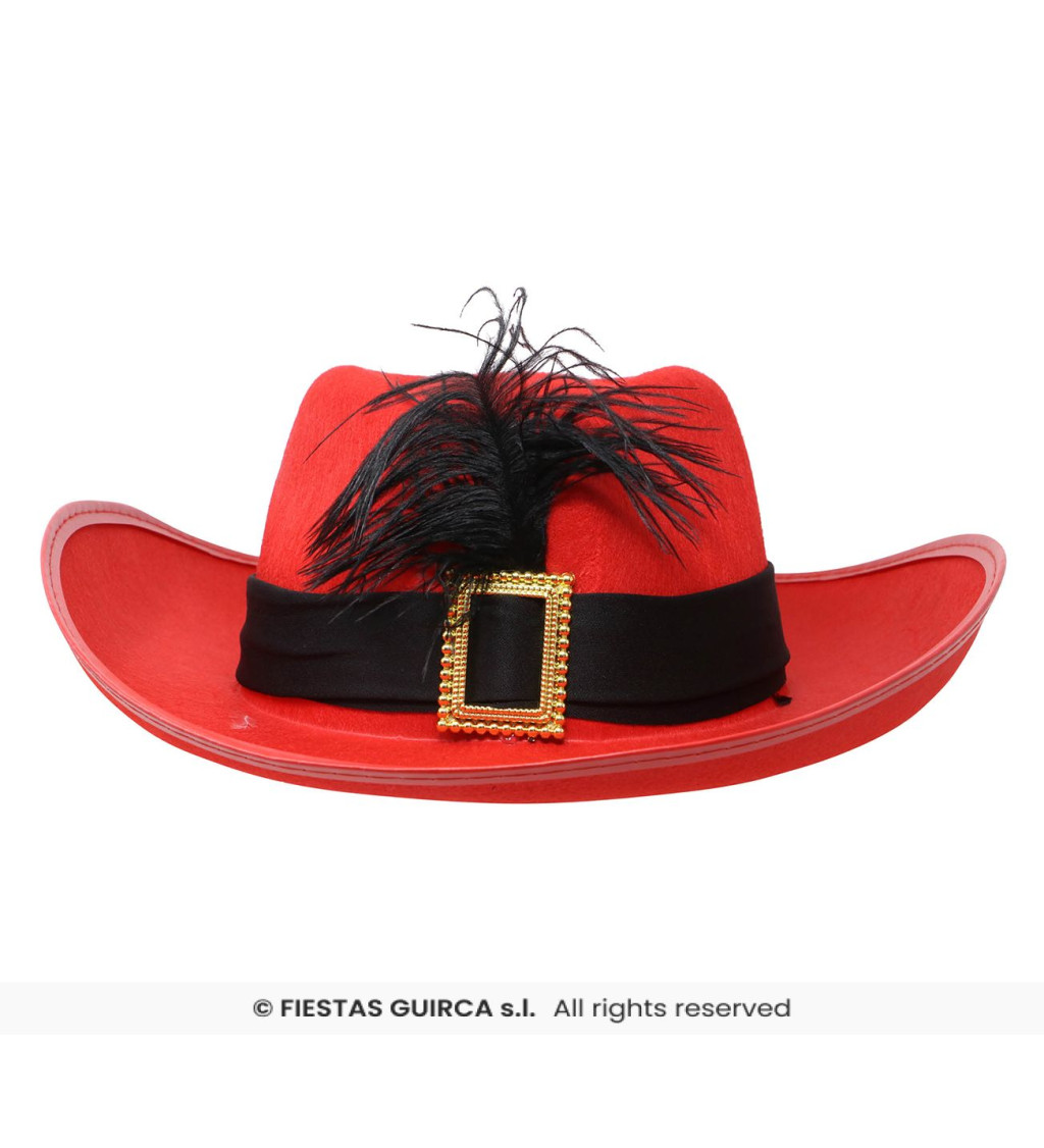 Mušketýrský klobouk – červený
