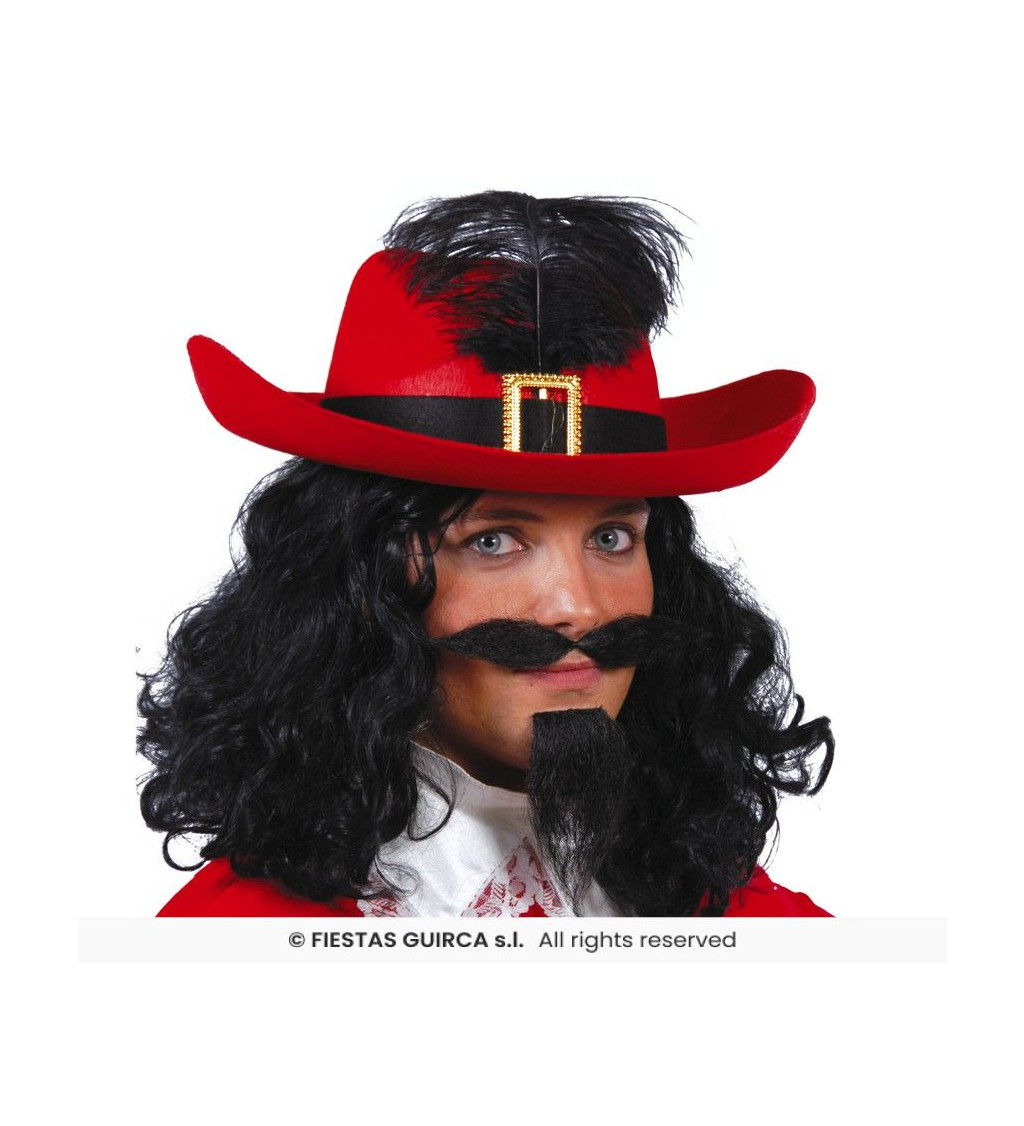 Mušketýrský klobouk – červený
