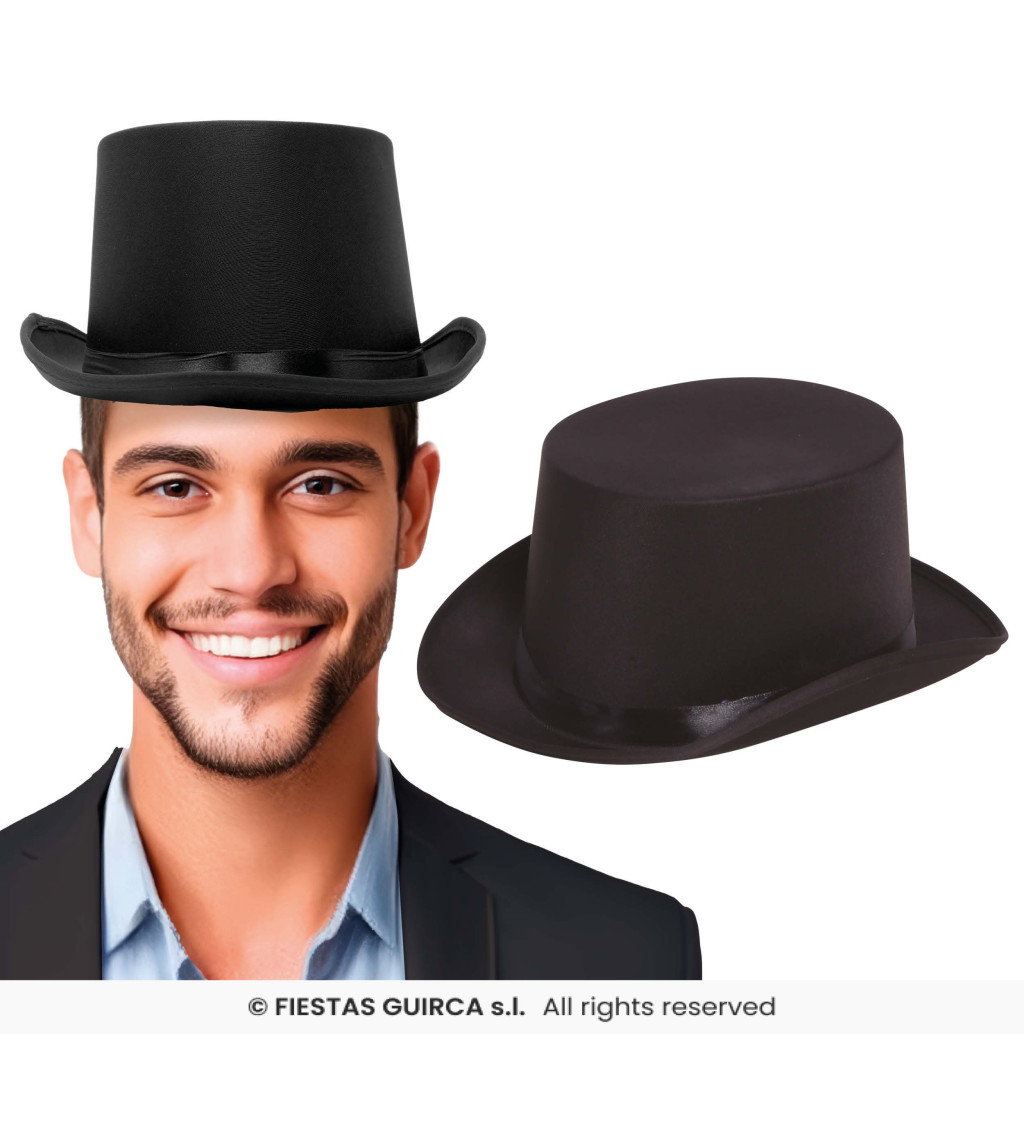 Saténový klobouk – černý