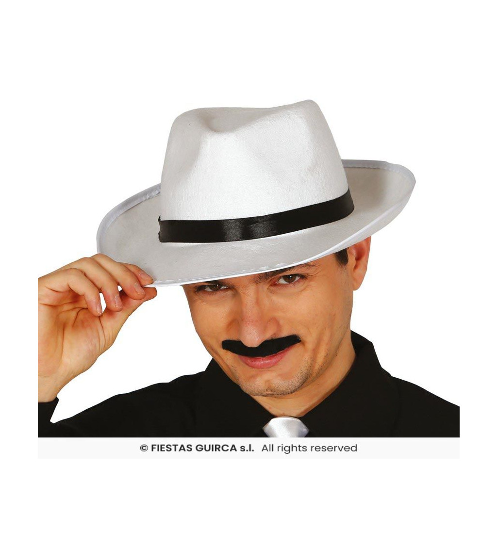 Gangsterský klobouk – bílý se stuhou