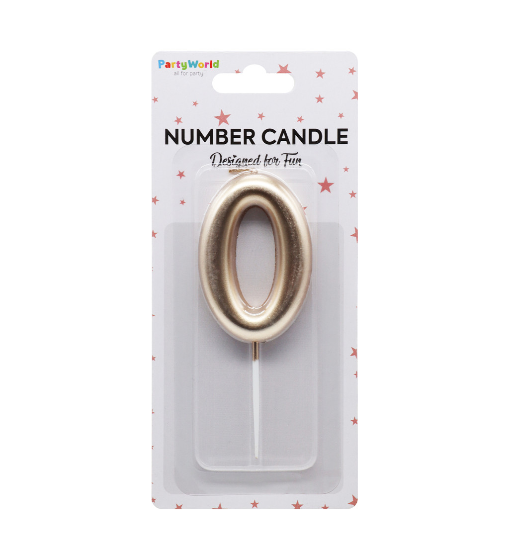 Rosegold narozeninová svíčka číslo 0