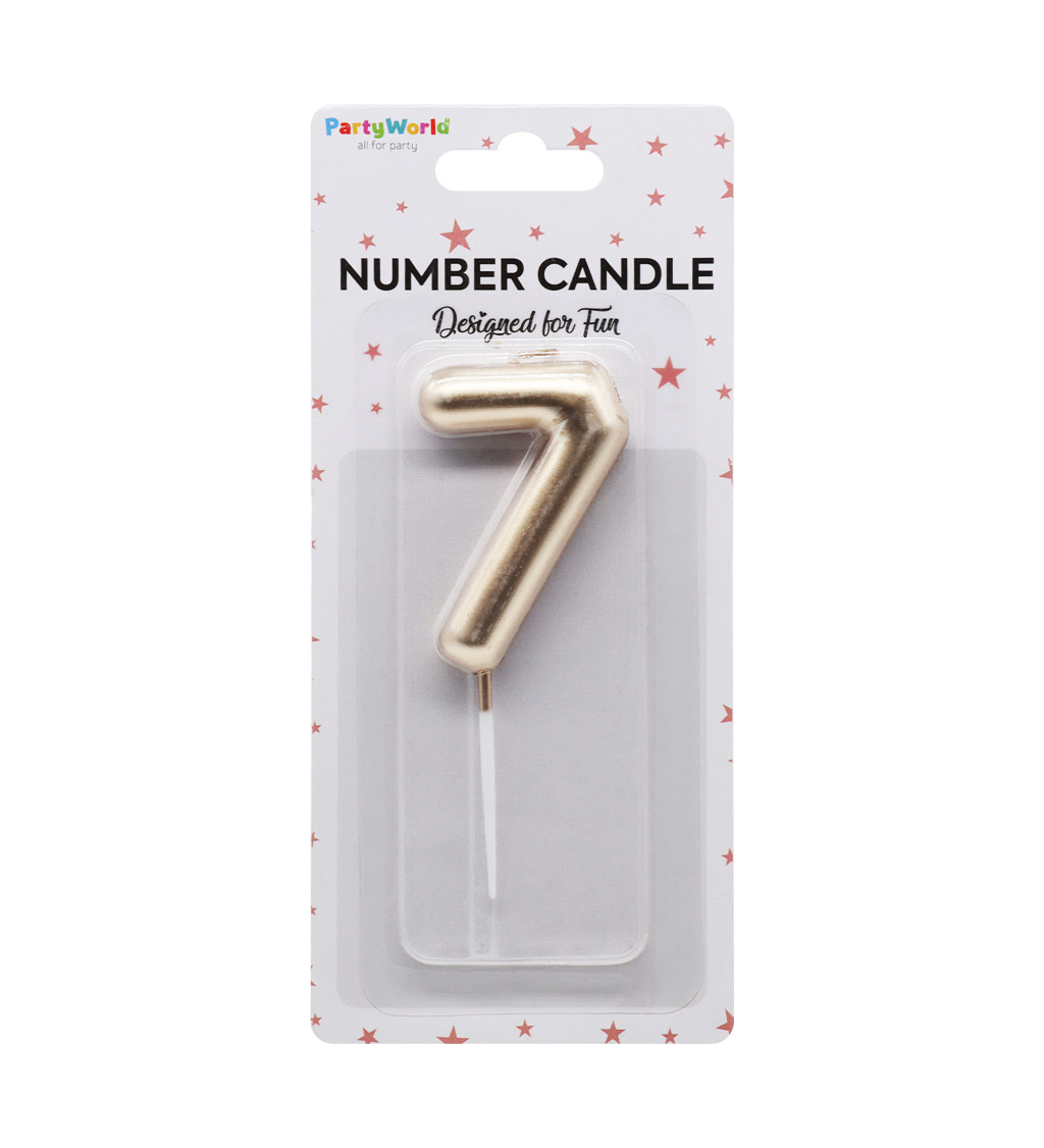 Rosegold narozeninová svíčka číslo 7