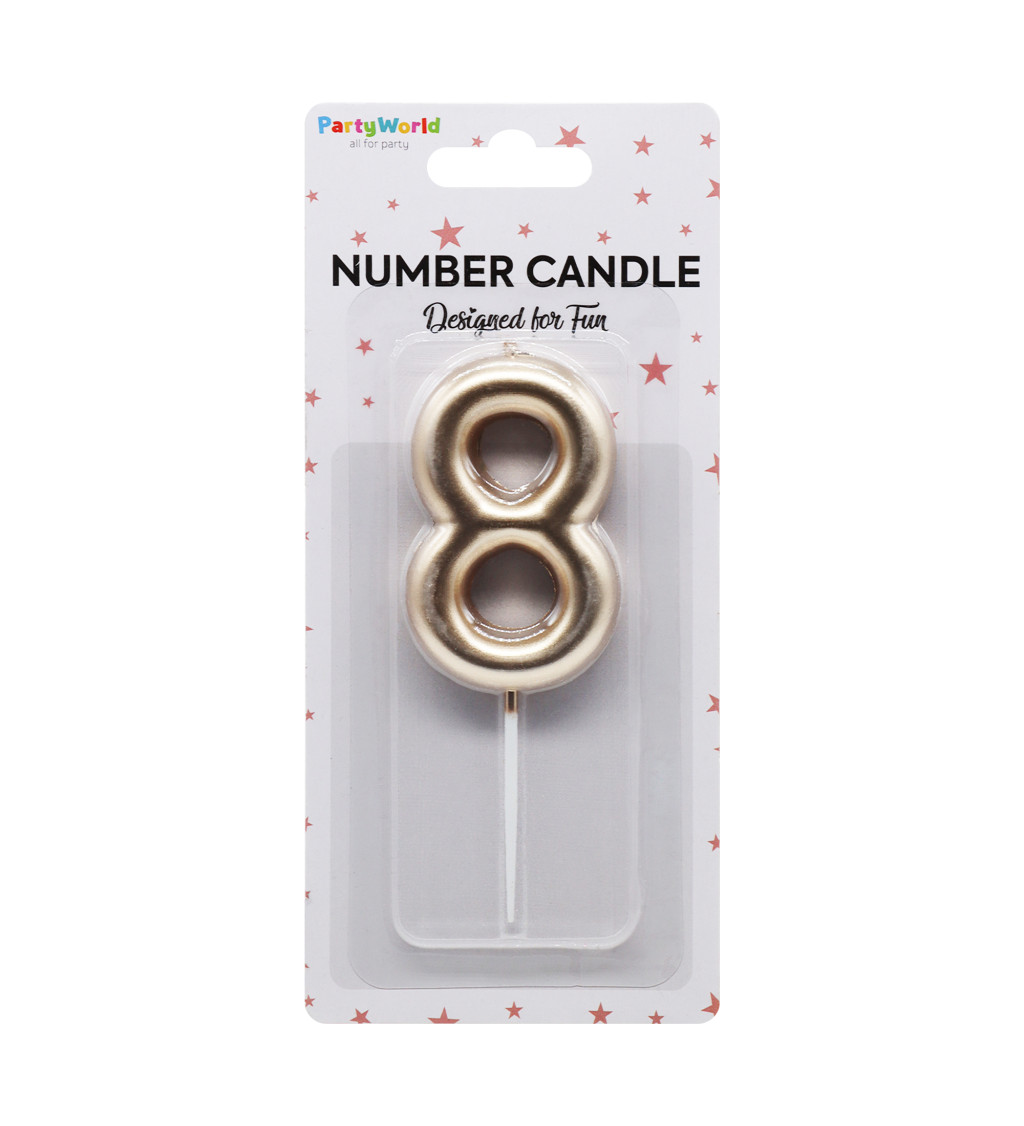 Rosegold narozeninová svíčka číslo 8