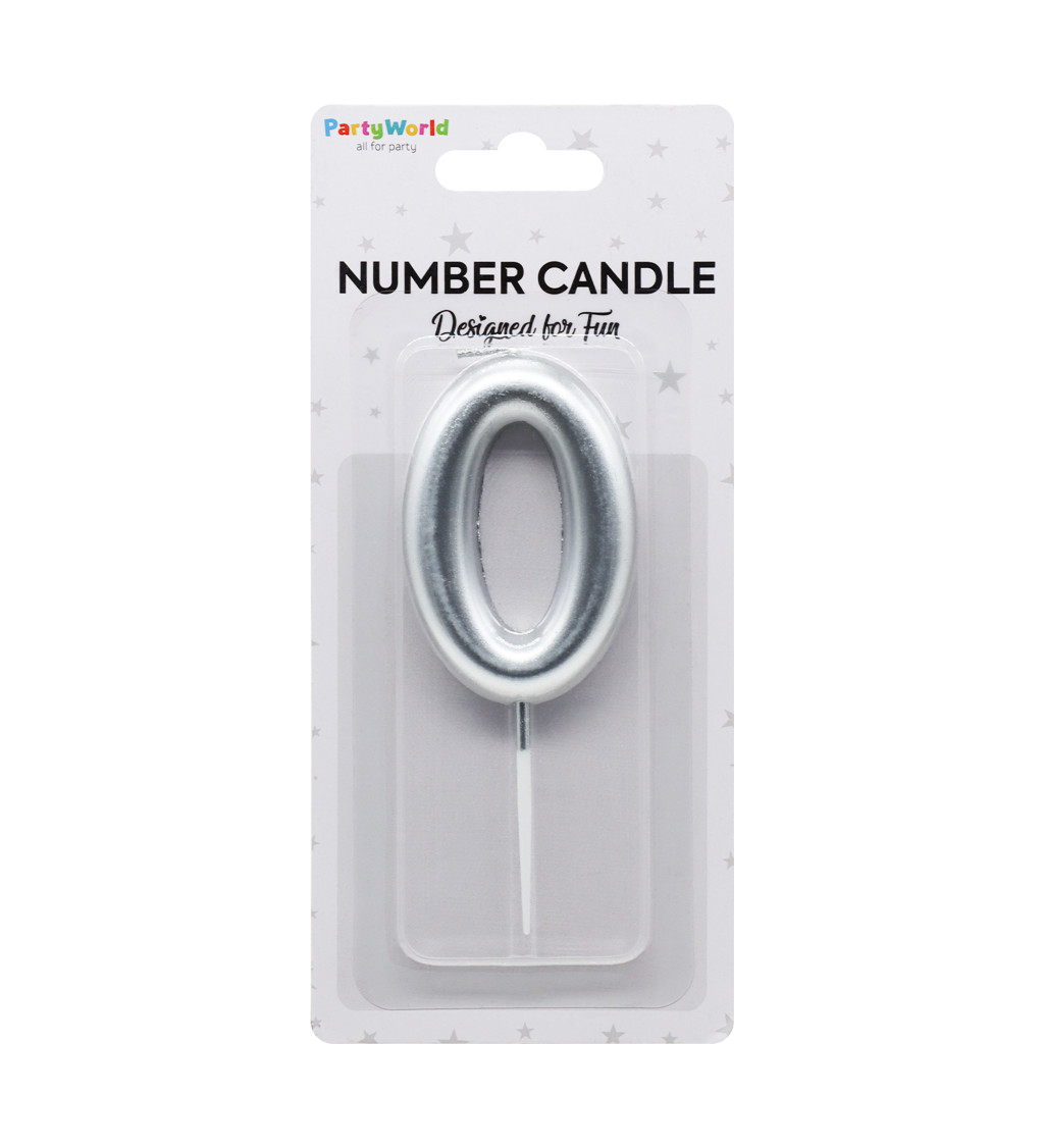 Stříbrná narozeninová svíčka číslo 0
