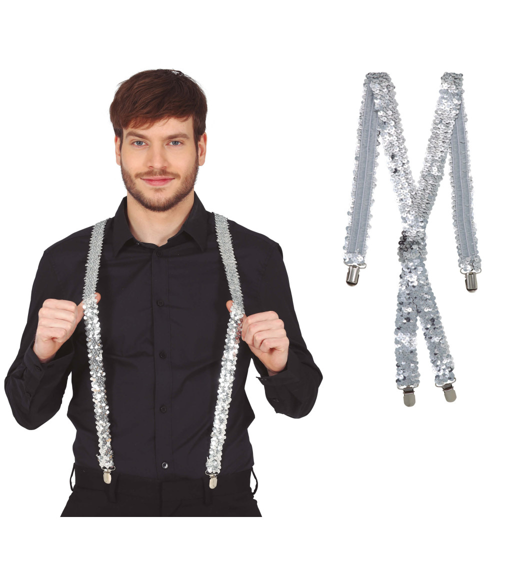 Flitrované stříbrné kšandy