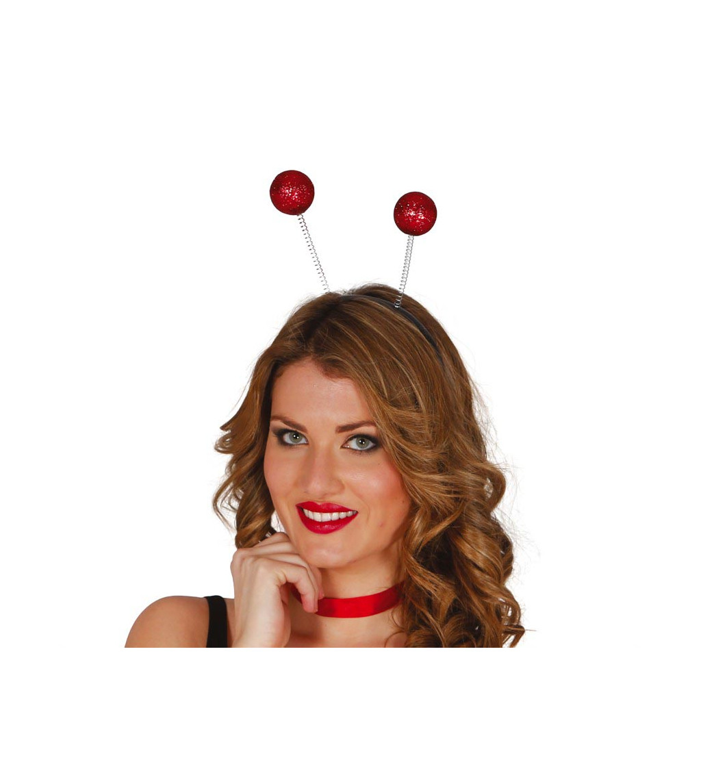 Čelenka s červenými třpytivými kuličkami