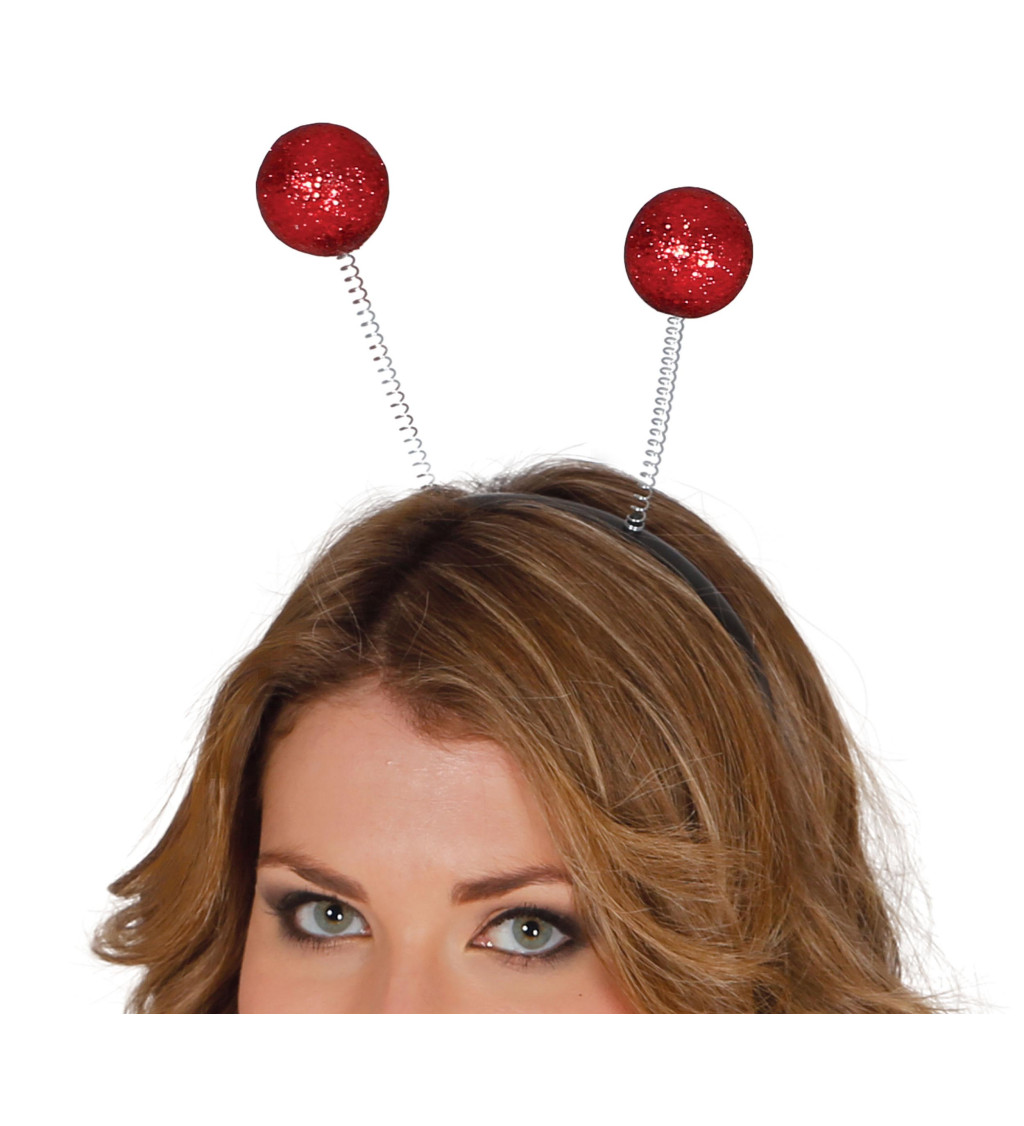 Čelenka s červenými třpytivými kuličkami