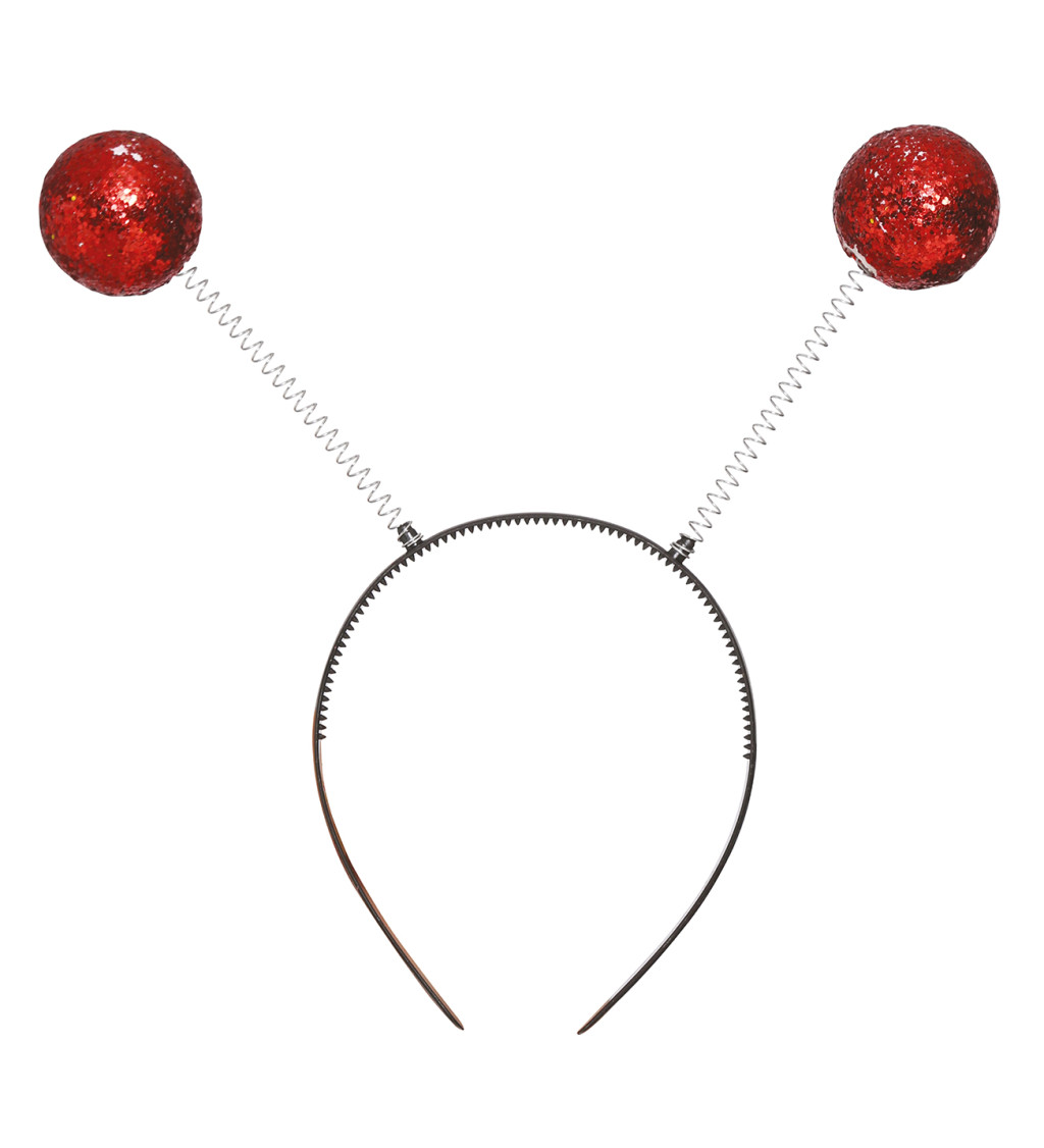 Čelenka s červenými třpytivými kuličkami