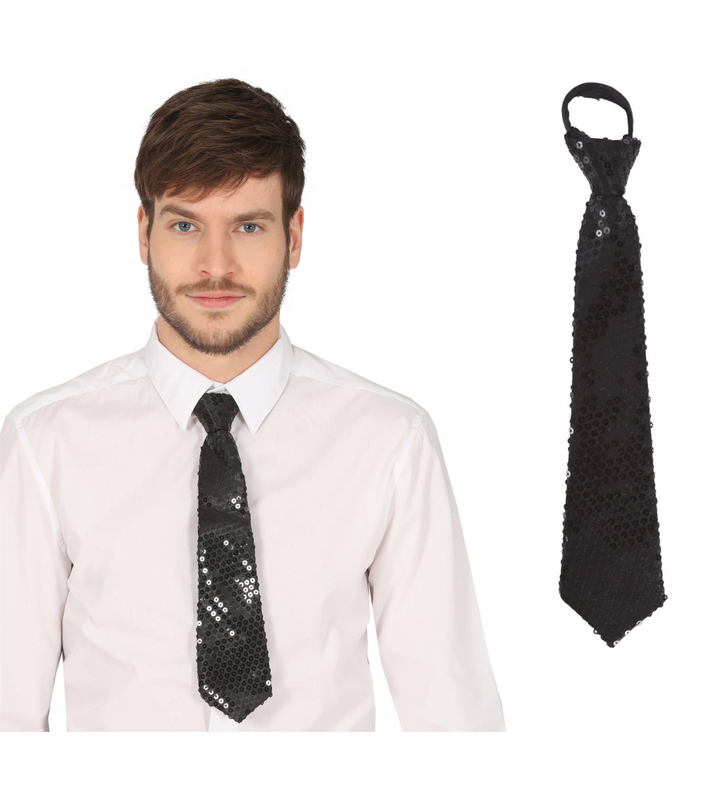 Černá flitrová kravata