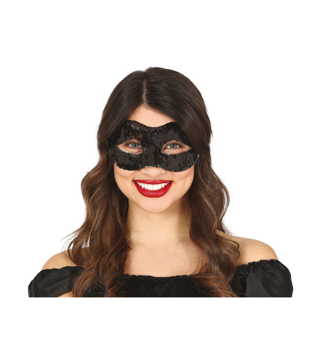 Černá flitrovaná škraboška