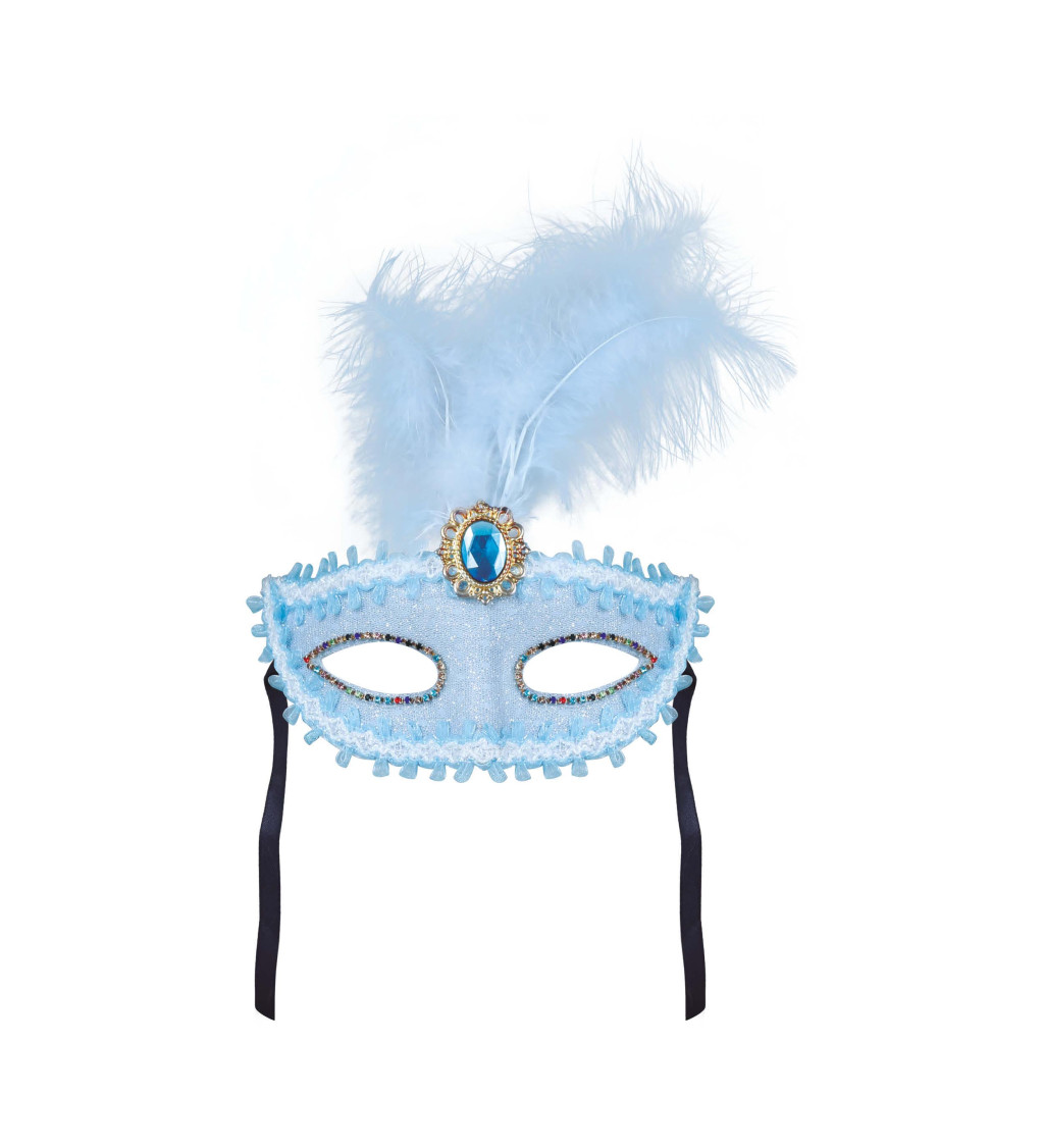 Modrá škraboška s peřím