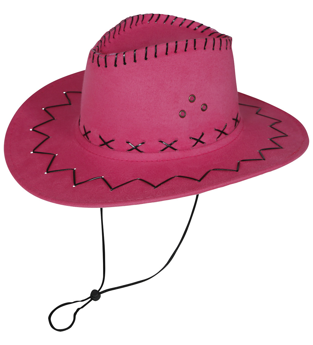 Fuchsiový kovbojský klobouk - růžový
