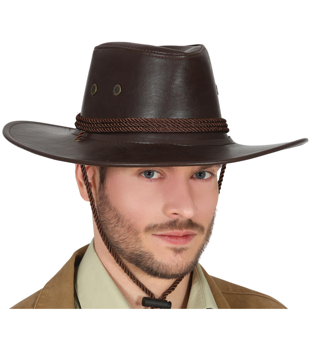 Tmavě hnědý kovbojský klobouk