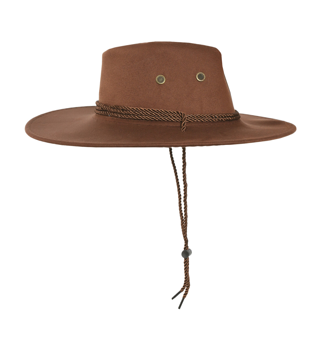 Velký hnědý kovbojský klobouk
