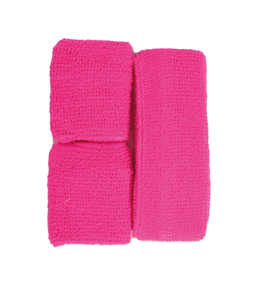 Sada - 2 potítek a čelenka růžová