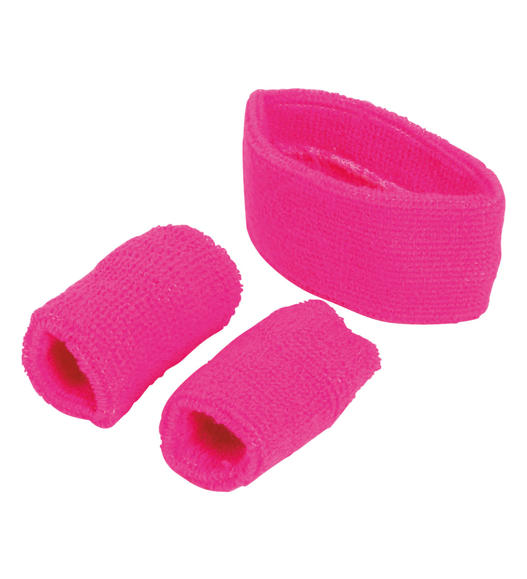 Sada - 2 potítek a čelenka růžová