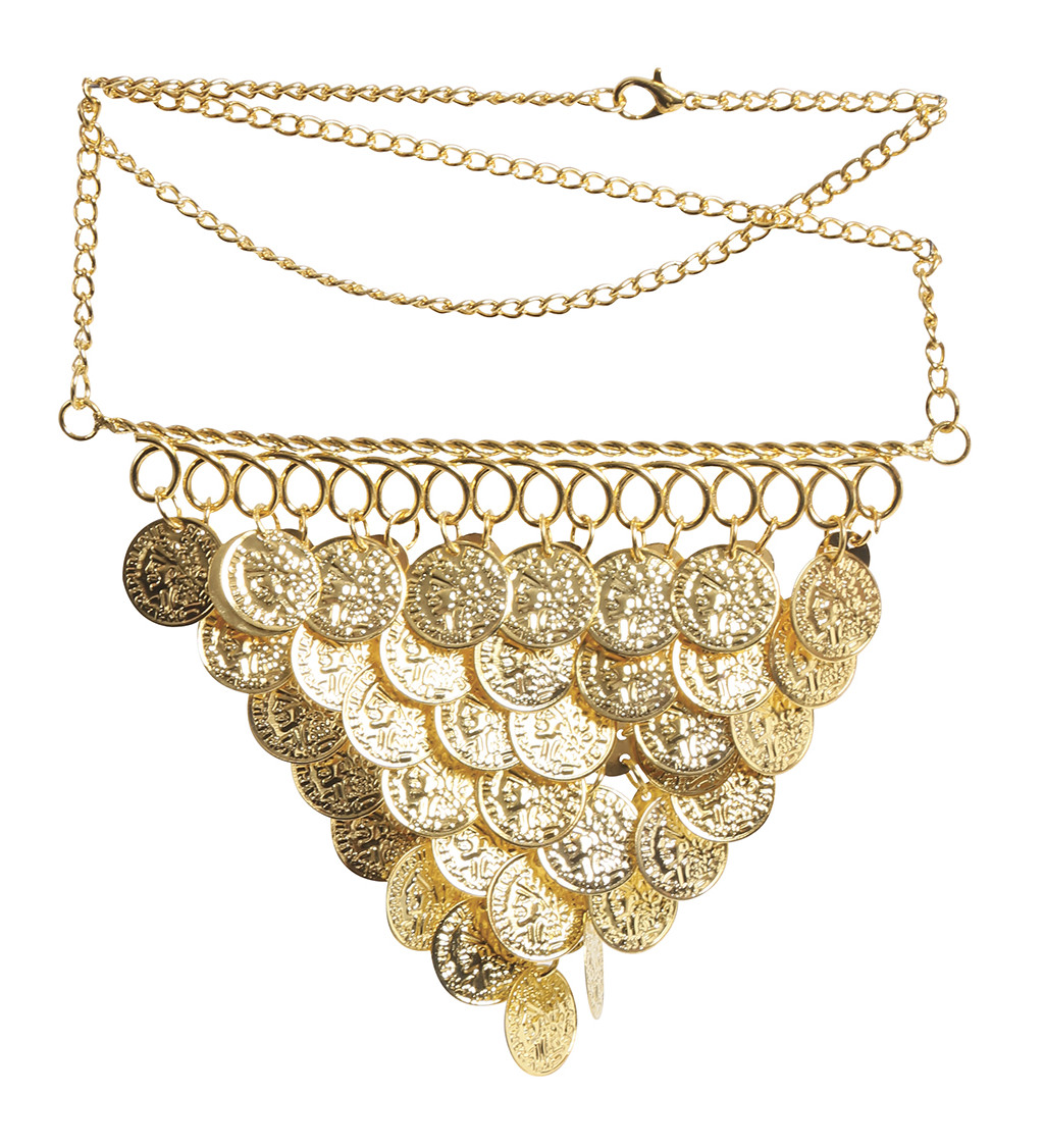 Třpytivý zlatý náhrdelník s mincemi