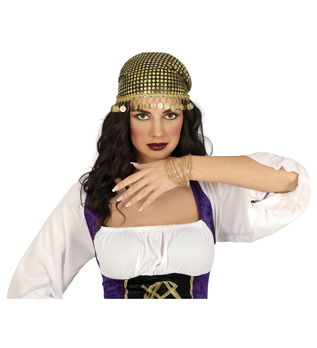 Zlatý náramek s 20 prstenci