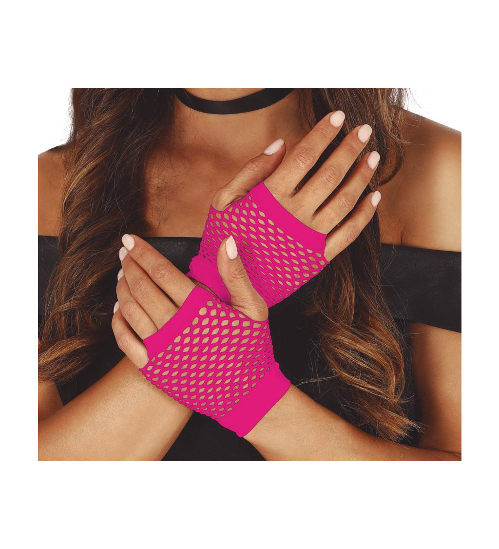 Retro rukavice – neon fuchsiová, 11 cm