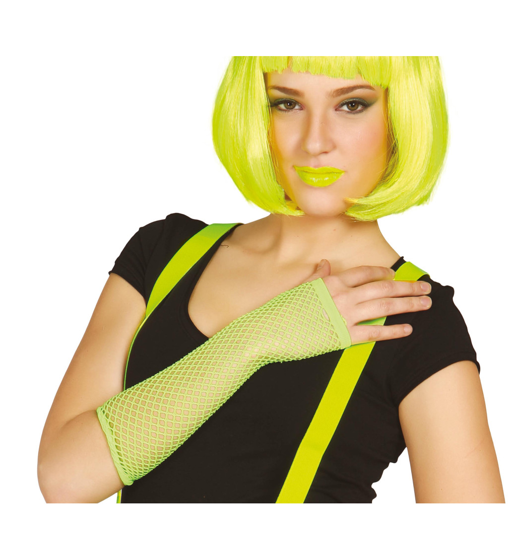 Retro rukavice – neon zelené, dlouhé