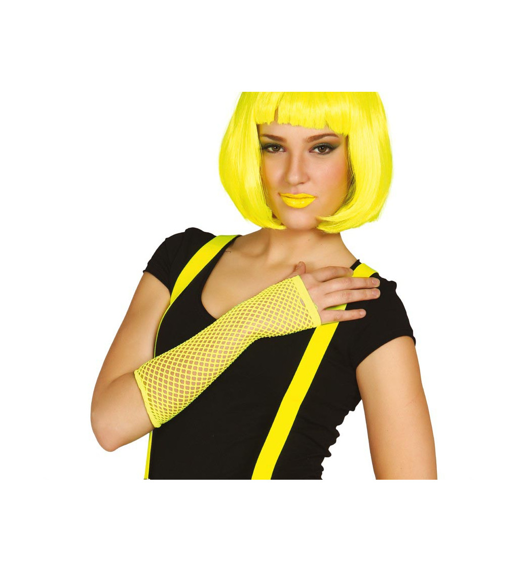 Retro rukavice – neon žluté, dlouhé