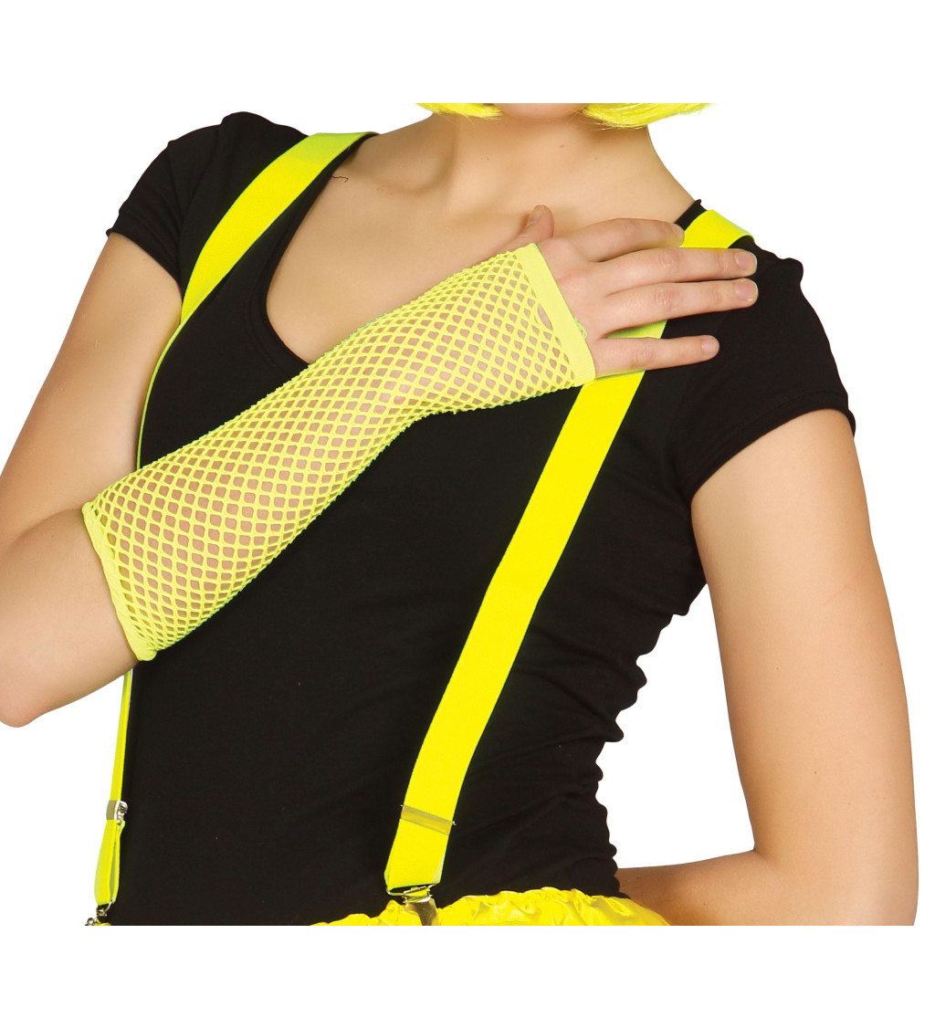 Retro rukavice – neon žluté, dlouhé