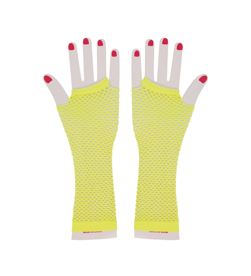 Retro rukavice – neon žluté, dlouhé