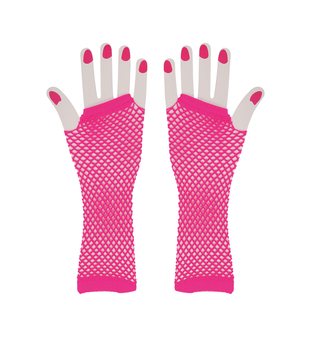 Retro rukavice – neon fuchsiová, dlouhé