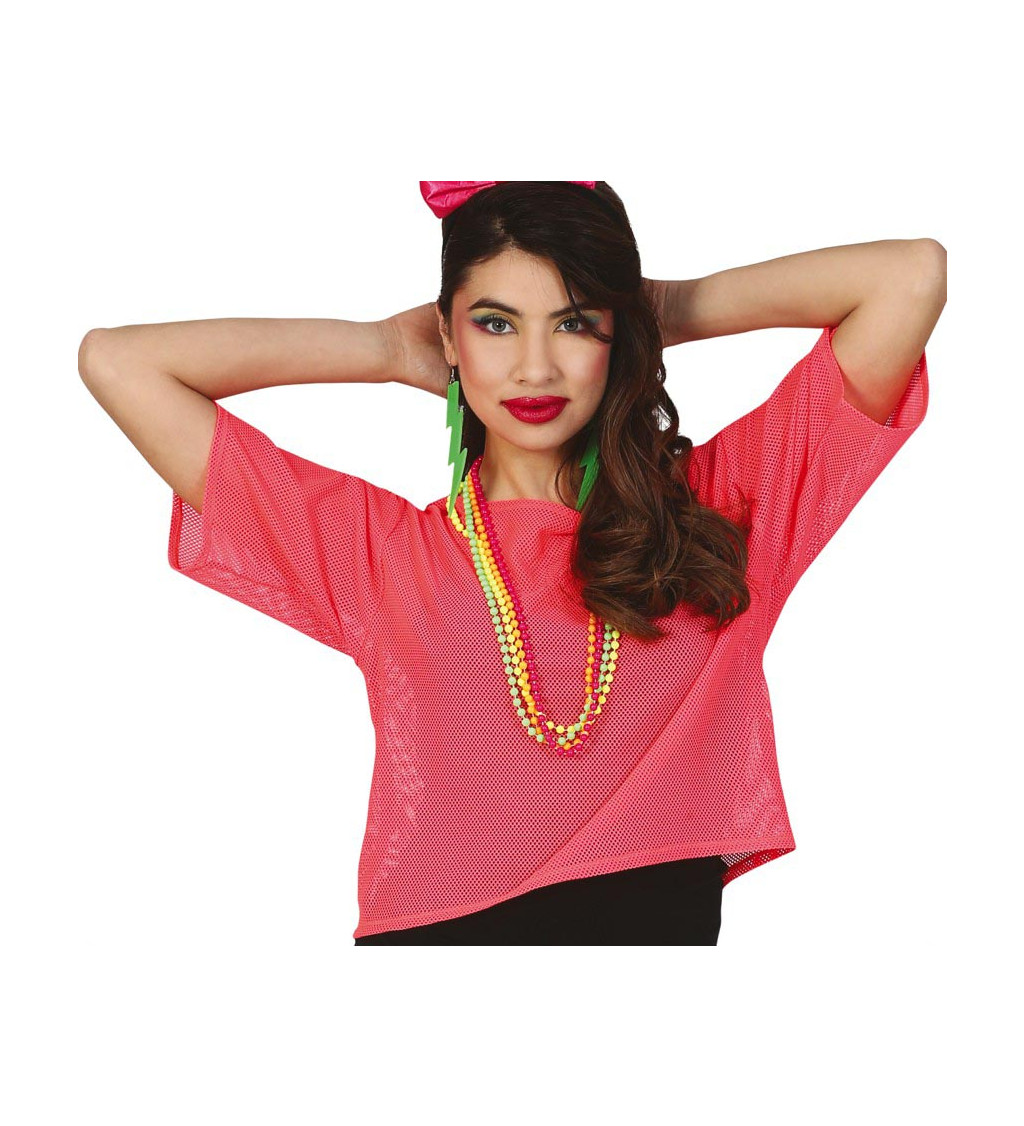 Retro síťované tričko – neon růžové