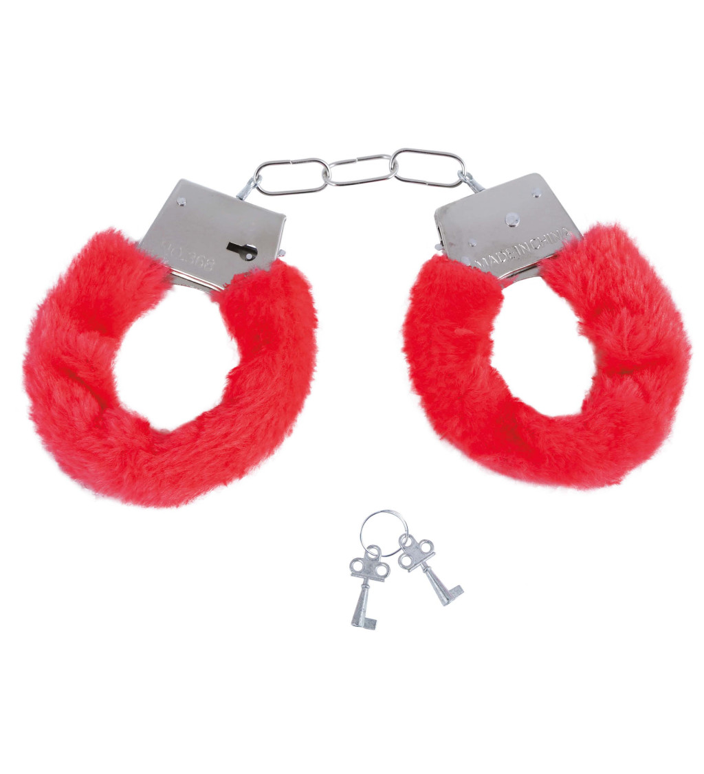 Pouta s chlupatým efektem – červená