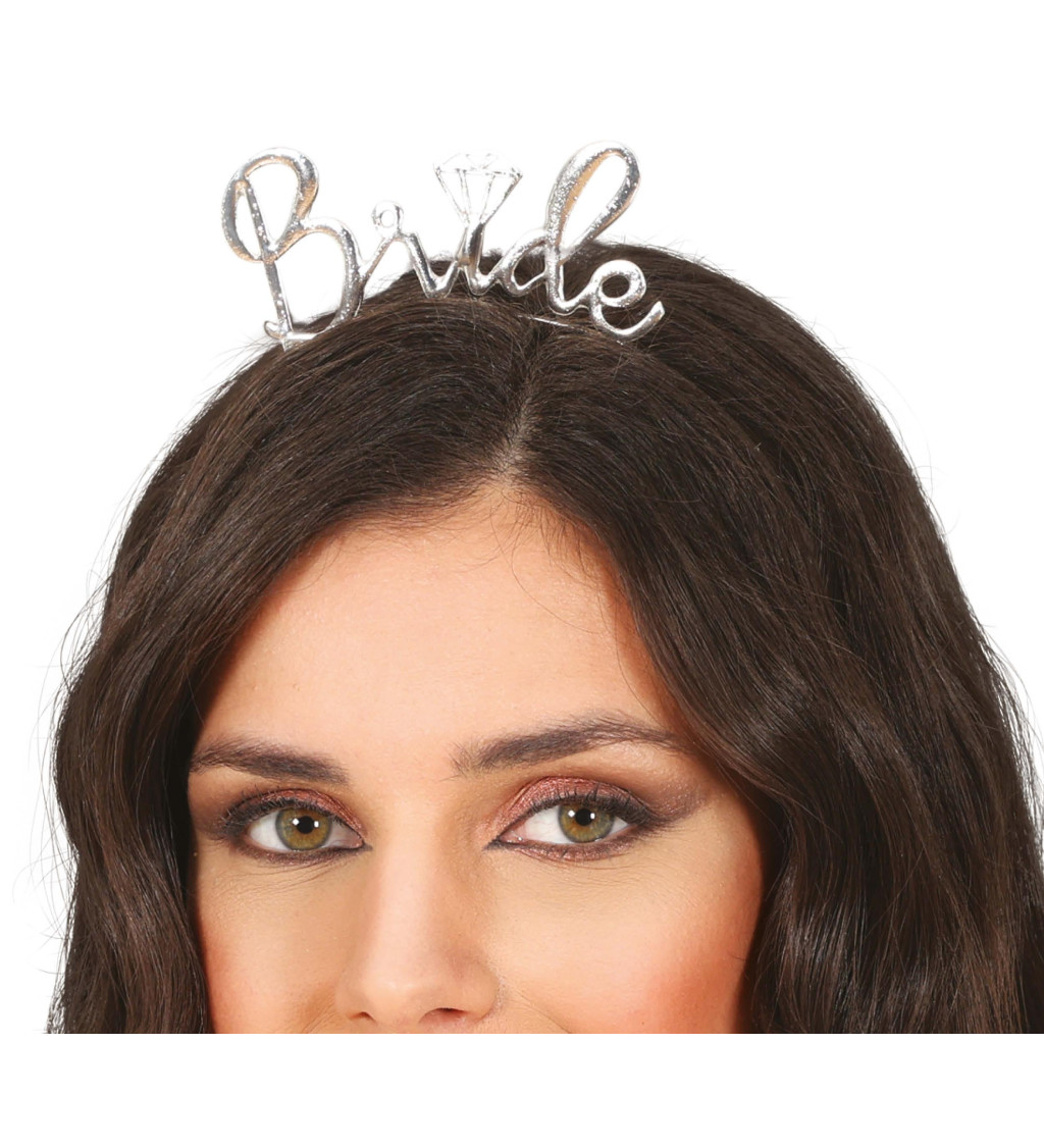 Kovová svatební čelenka - stříbrná
