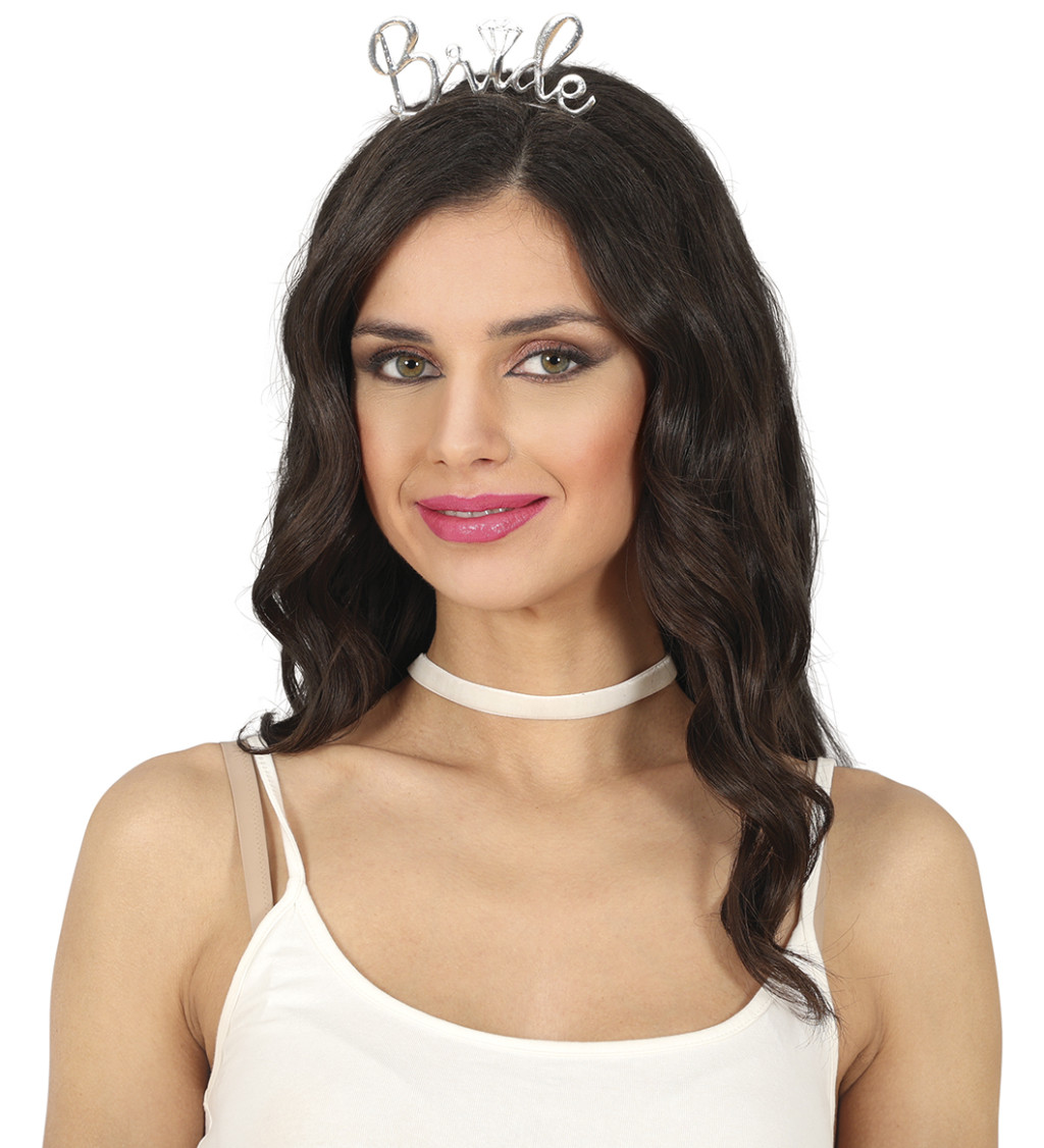 Kovová svatební čelenka - stříbrná