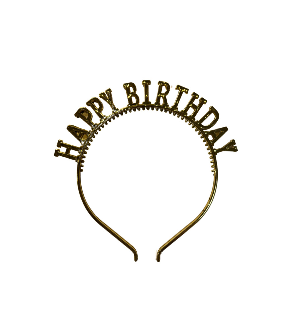 Narozeninová čelenka „Happy Birthday“ – zlatá