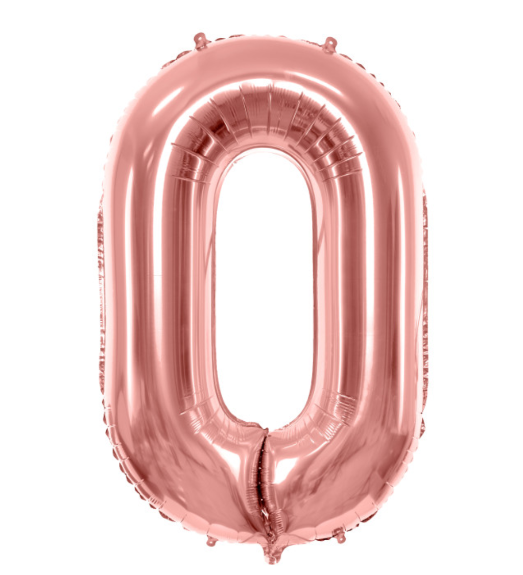 Rose gold fóliový balónek - číslo 0