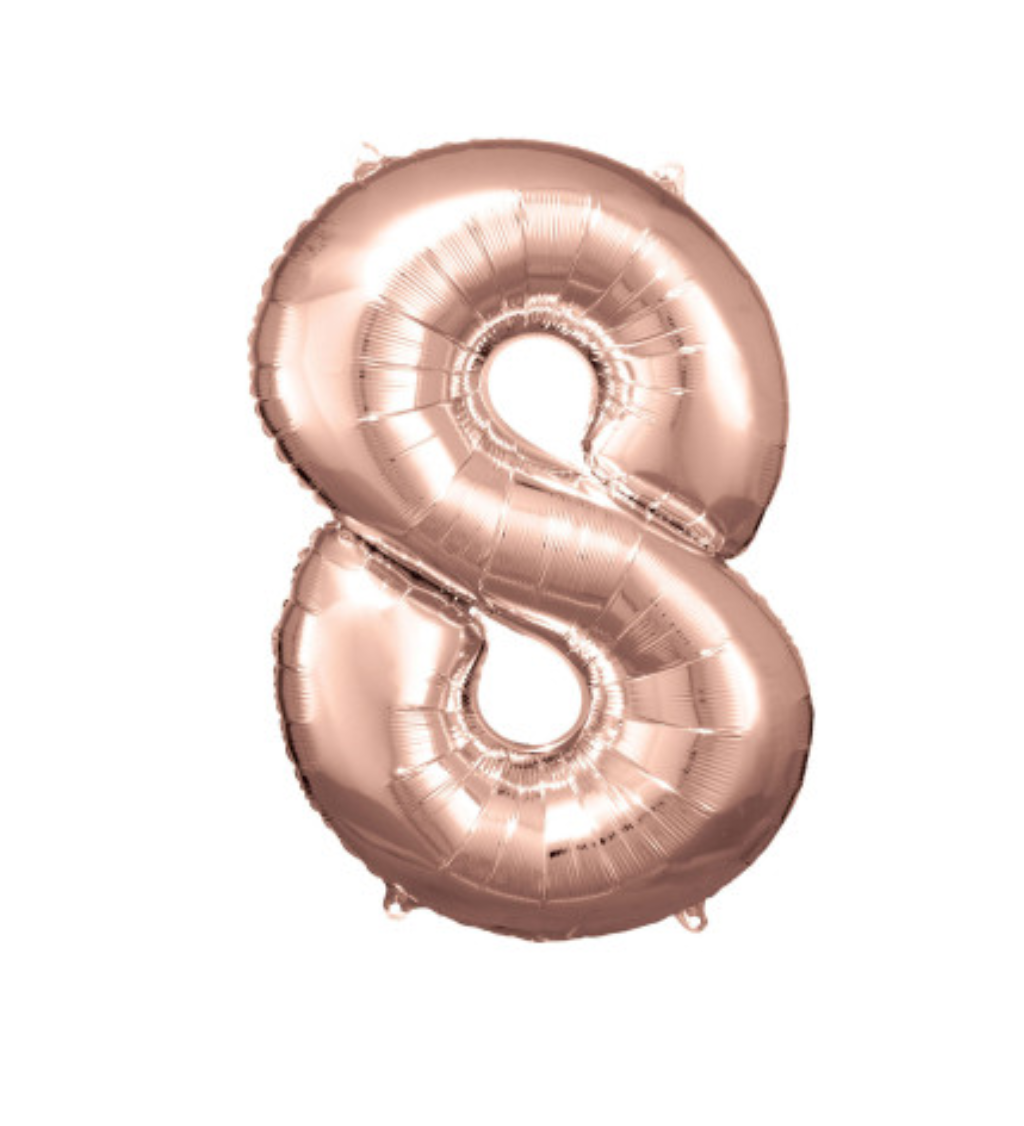 Rose gold fóliový balónek - číslo 8