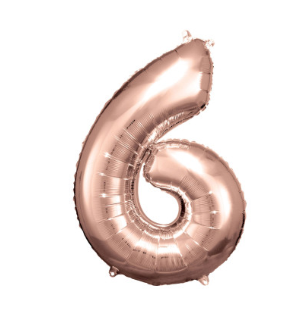Rosegold fóliový balónek - číslo 6