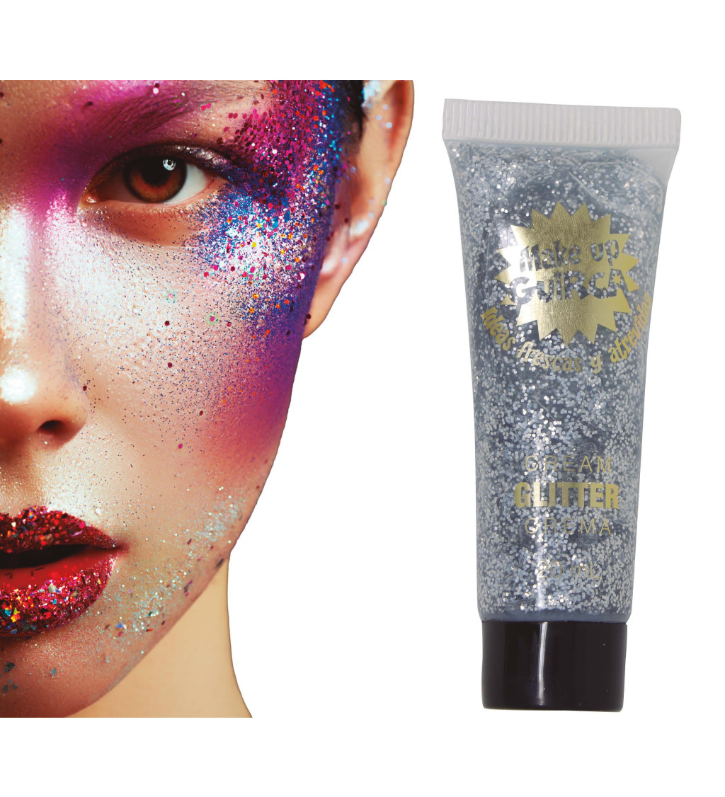 Krémový třpytivý make-up - stříbrný