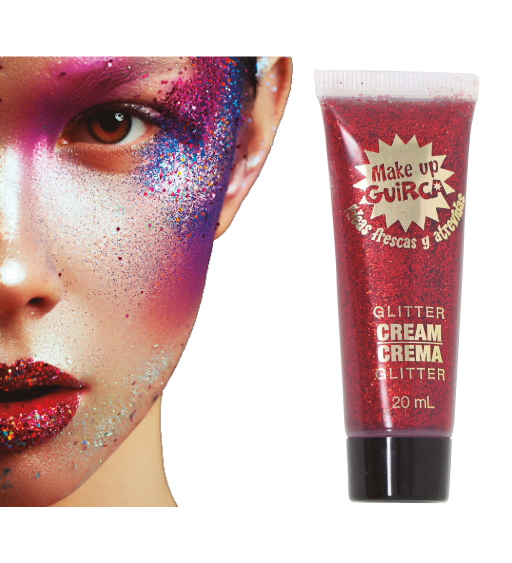 Krémový třpytivý make-up – červený
