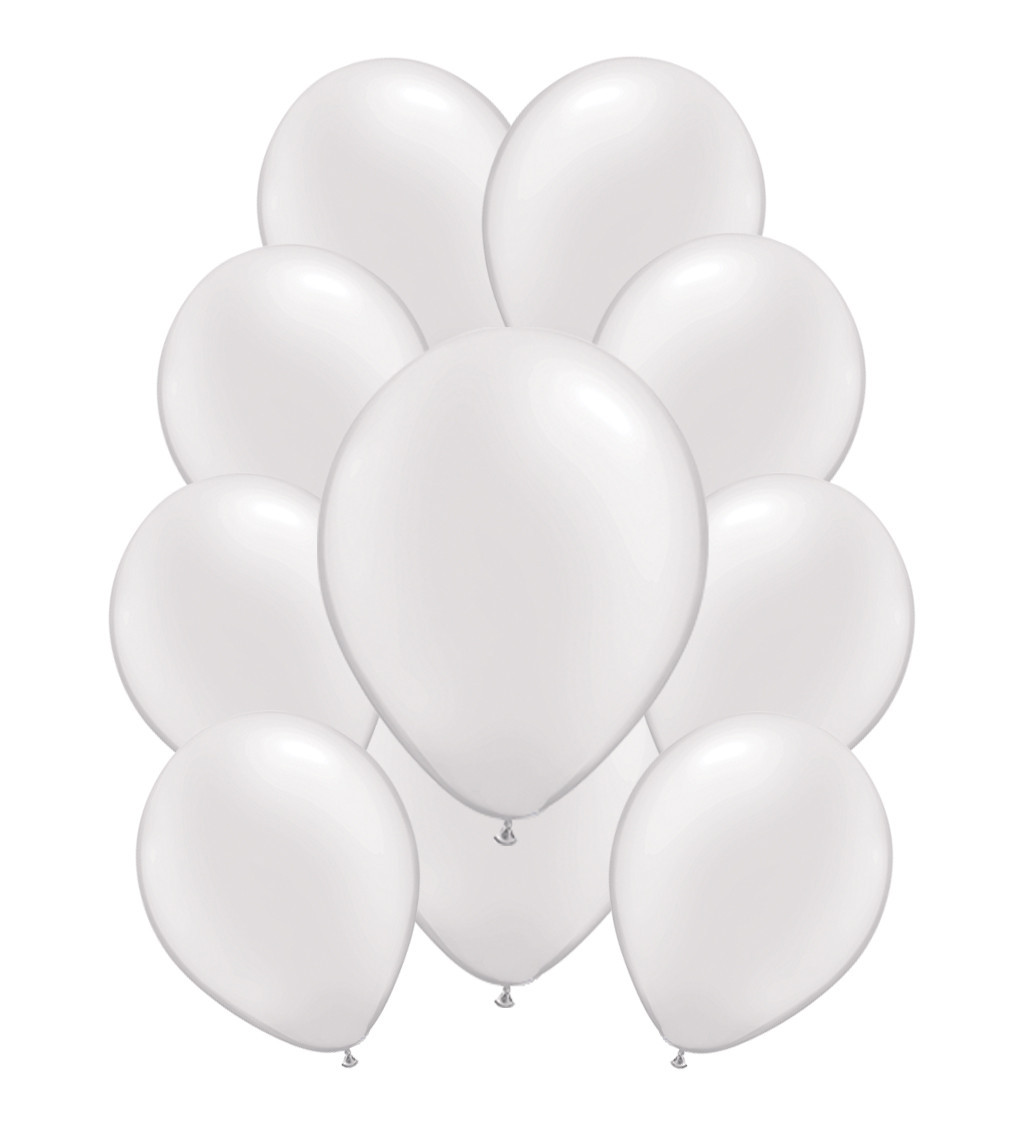 Metalické latexové balónky – bílé