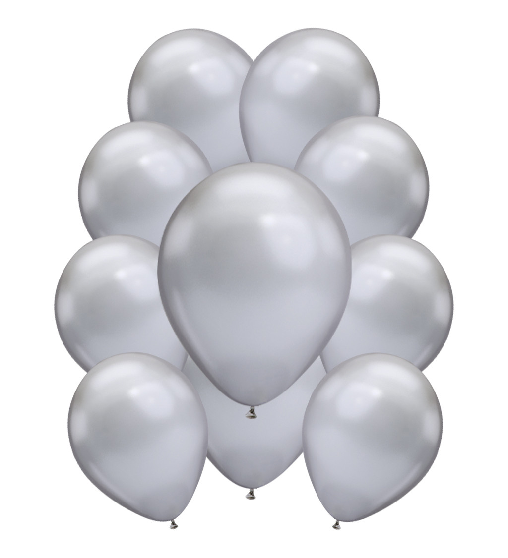Chromové latexové balónky – stříbrné